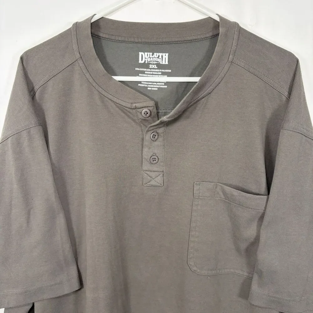 Duluth Trading Henley T Shirt Mens Size 2XL XXL Gray Short Sleeve Coolmax Poly - Picture 2 of 11